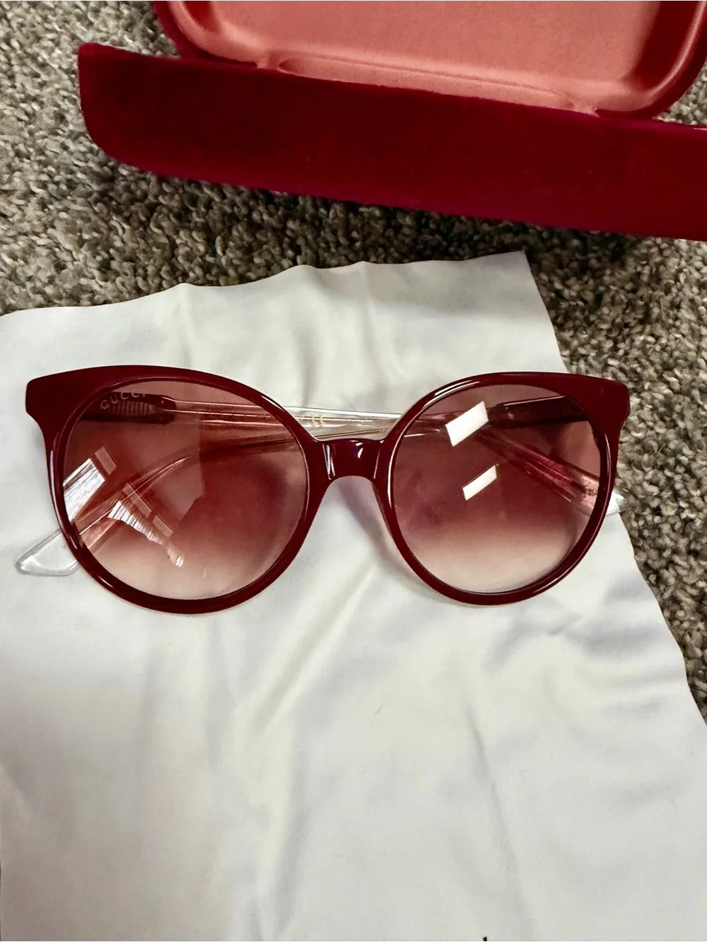 Gucci Women's Oxblood Gradient Round Sunglasses